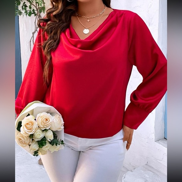 Luxe plus size draped front blouse - Picture 9 of 9